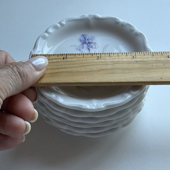 VTG Royal Crown Bavaria Coasters Set of 6 Handmade Ceramic Pastel Iris Floral - Picture 8 of 8